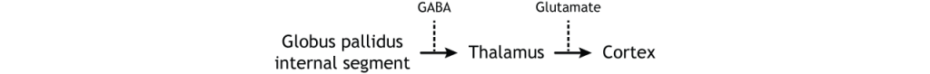 Illustration of output from the basal ganglia. Details in caption.