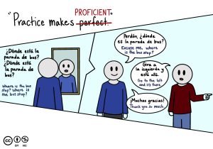 Comic: "Practice makes [deleted]perfect [replaced with] proficient." description in caption.