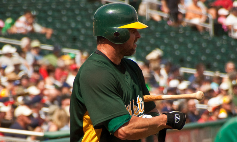 A baseball player at a game.