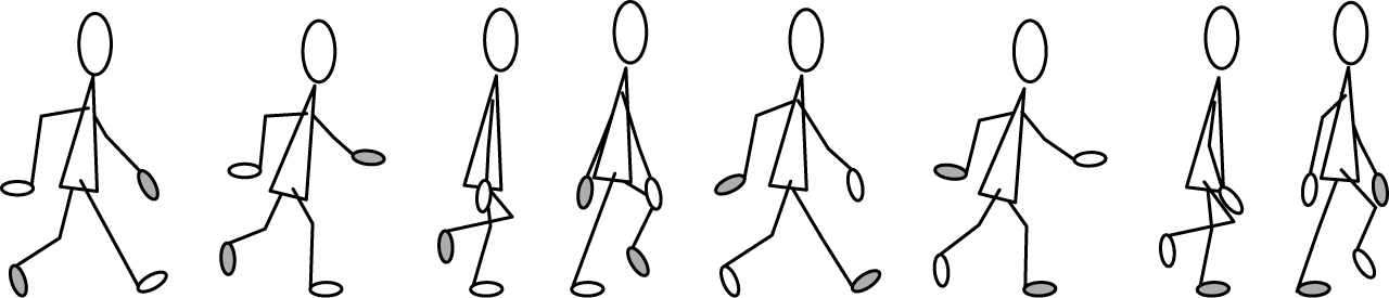 Illustration of a stick person walking.