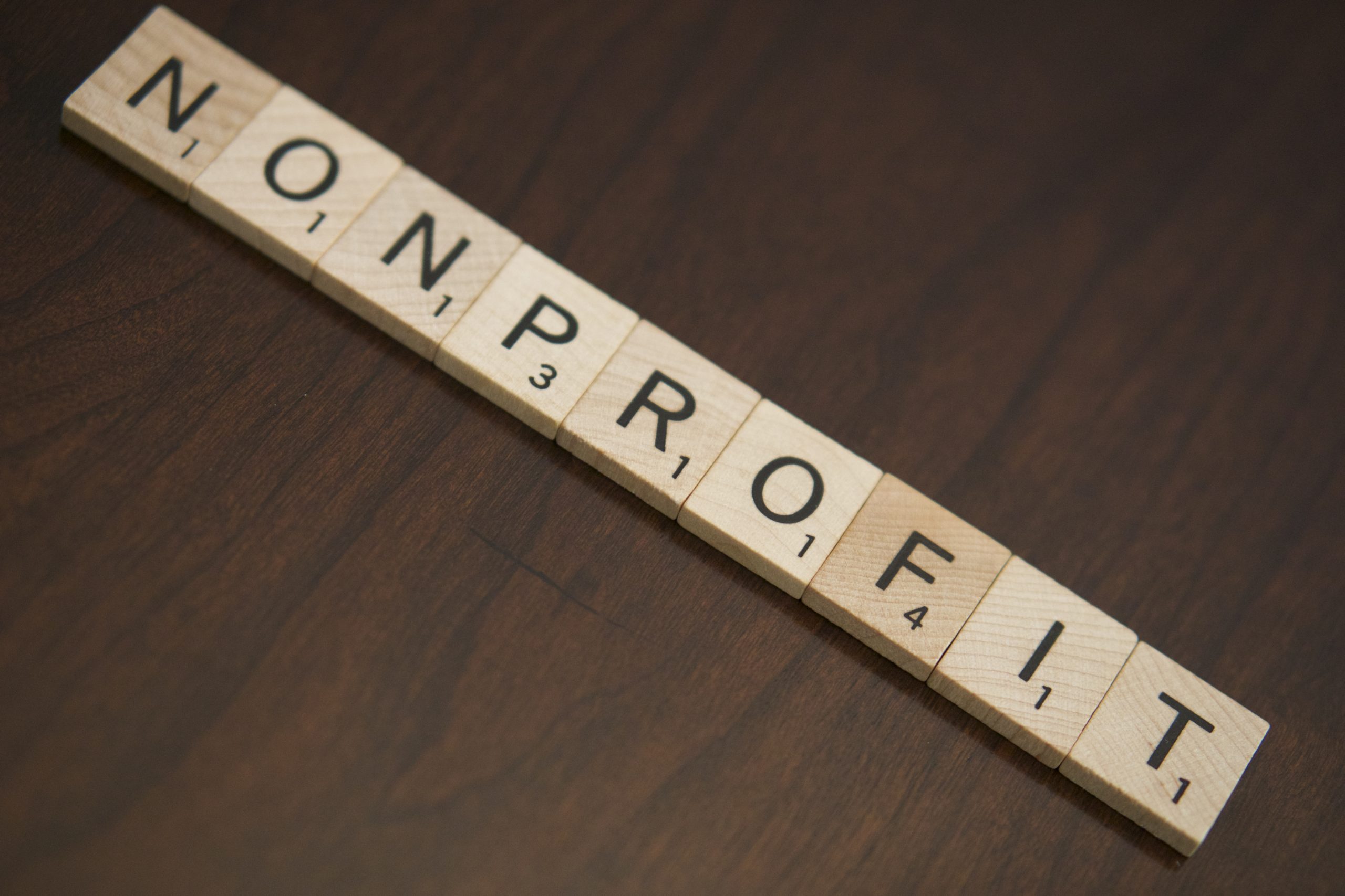 Nonprofit spelled out in scrabble letters